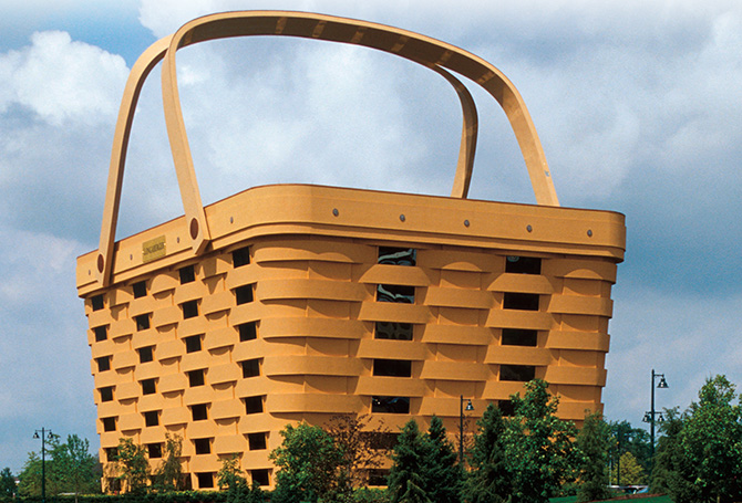 A building in the shape of a basket