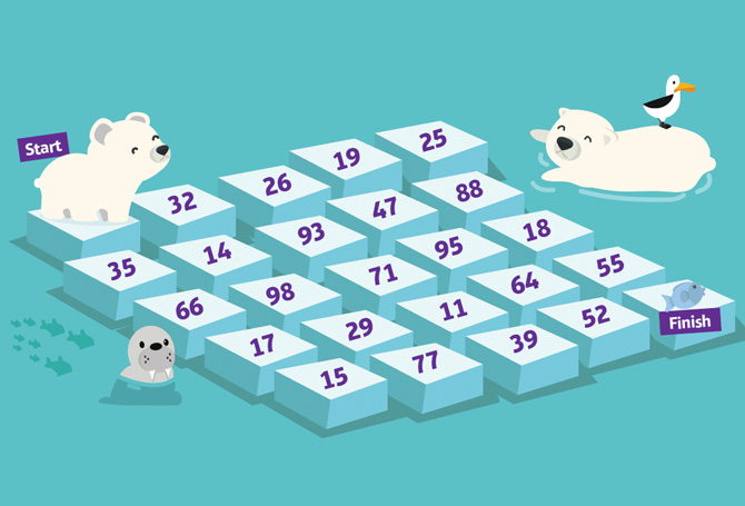 Illustration of polar bears on a keyboard disguised as ice cubes
