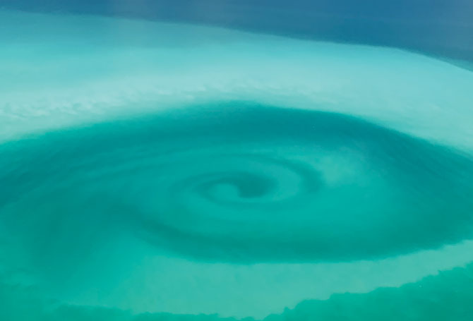 A turquoise spiral swirl