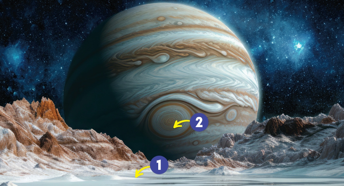 Diagram highlighting different parts of Europa