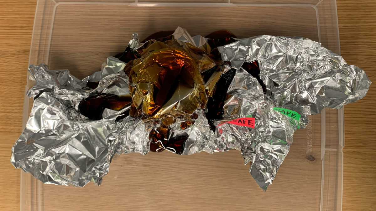 Photo of a model volcano made out of aluminum