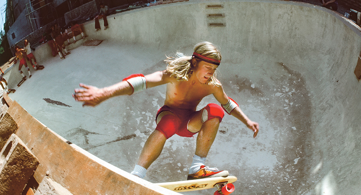 Photo of a skateboarder from about 40-50 years ago