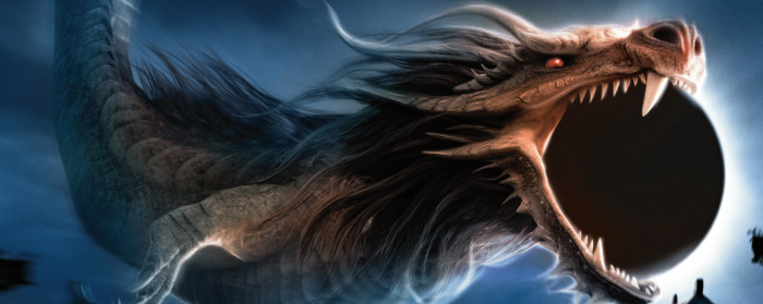 Illustration of a dragon appearing to swallow the eclipse