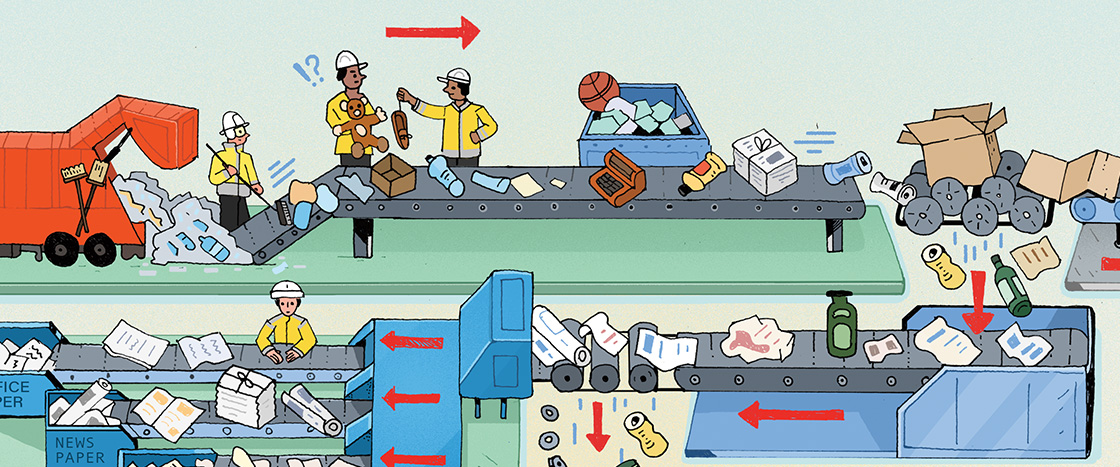 Illustration showing the life cycle of recyclables
