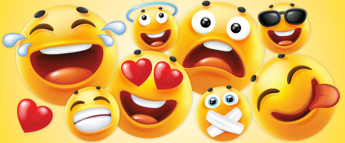 Illustration of a variety of emojis