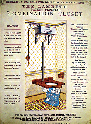 1851 flyer explaining the invention of the toilet